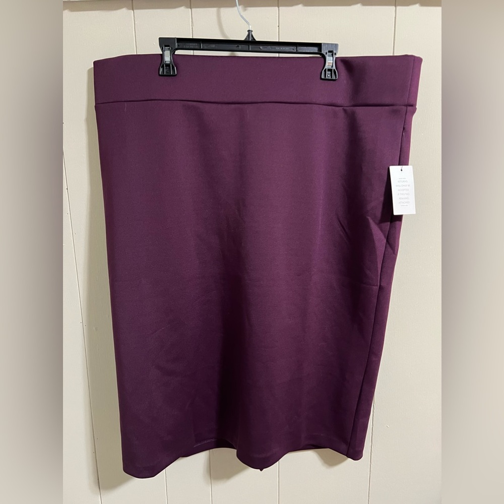Eloquii plus size 24 3x purple stretch scuba pencil skirt back zipper NWT